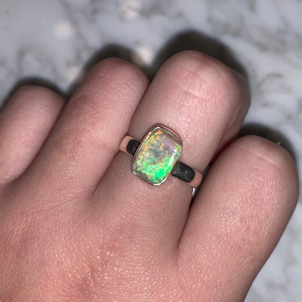 Australian opal ring 925 sterling silver hand made
